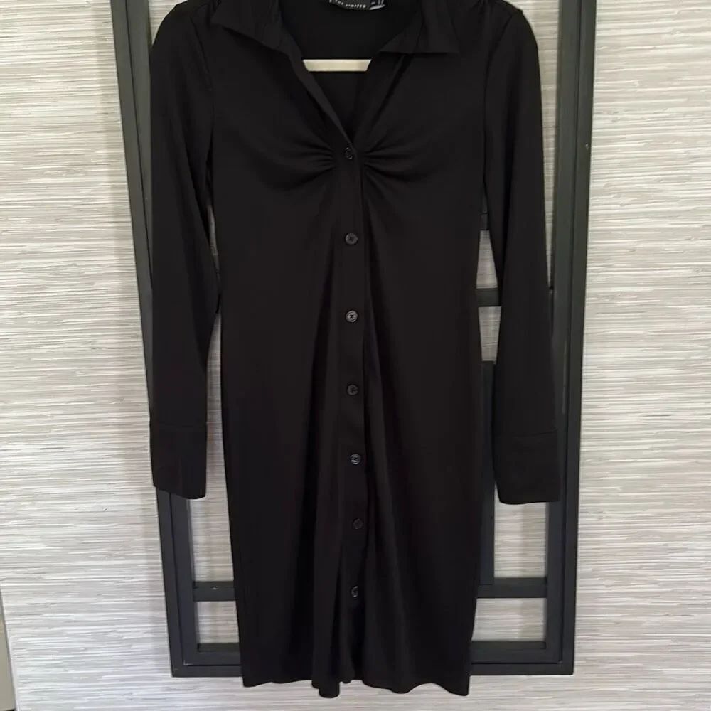 The Limited classy long sleeve black knit dress with button front vintage size X